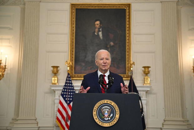 President Biden speaks after signing the foreign aid bill at the White House in Washington, D.C., on April 24, 2024. 