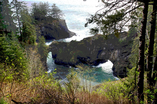 Dramatic Oregon Coastline and Arch 