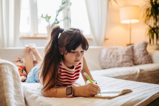 Girl wearing smartwatch