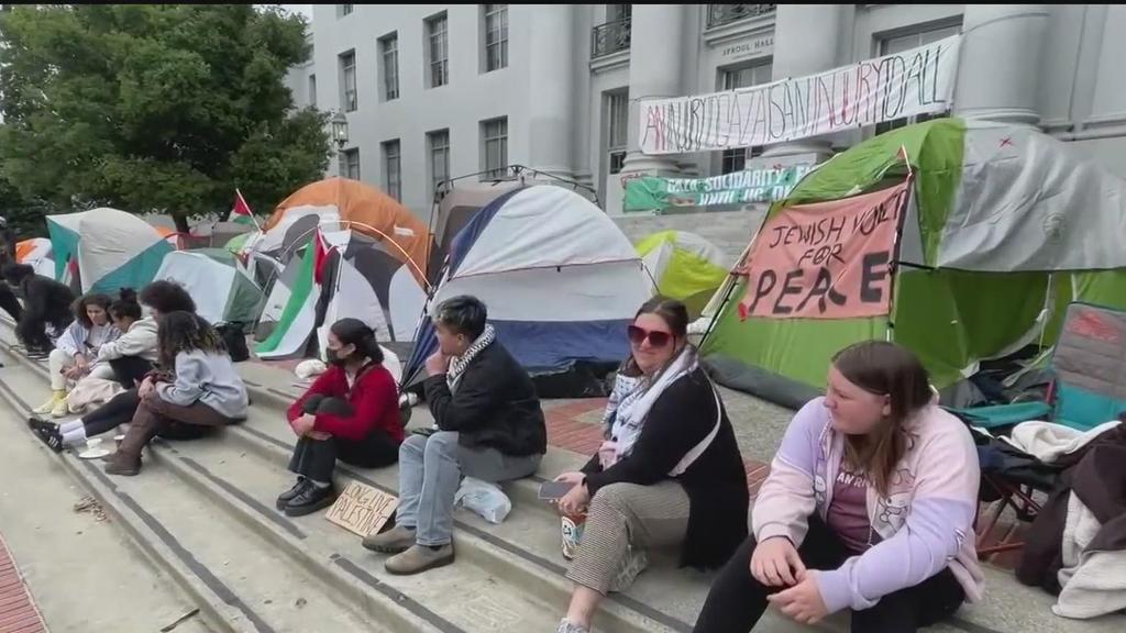 UC Berkeley students vow they won't leave campus pro-Palestinian
protest until they get results