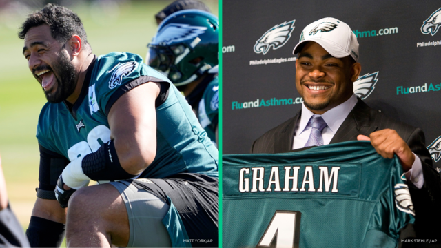 Jordan Mailata (left) and Brandon Graham (right) to announce Philadelphia Eagles 2024 NFL draft picks 
