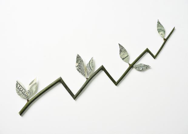 Branch with money leaves resembling a graph 