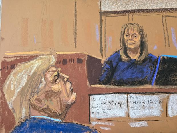 Rhona Graff testifies at former President Donald Trump's criminal trial in New York on Friday, April 26, 2024. 