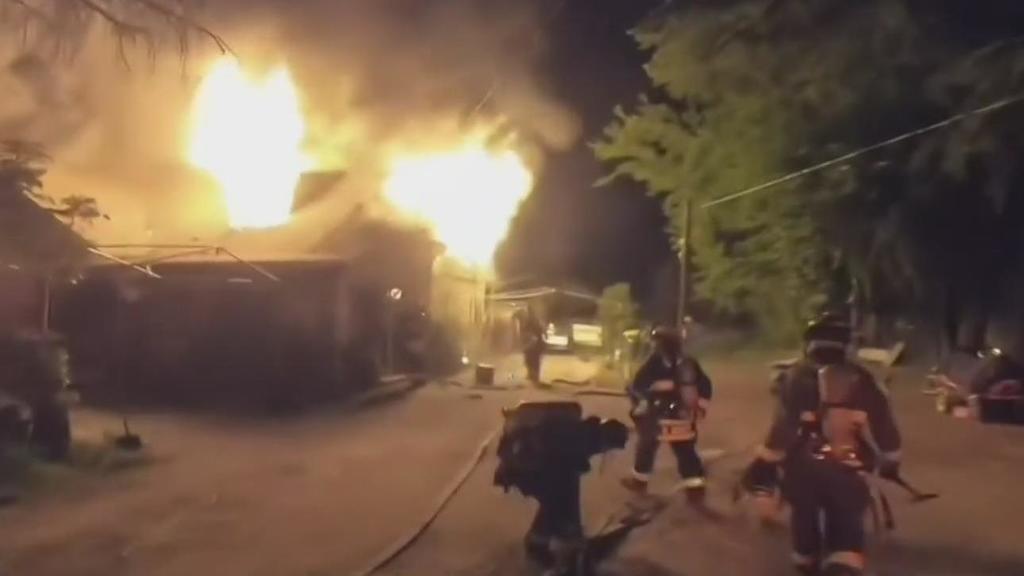 New footage shows Stockton firefighters battling 2-story blaze