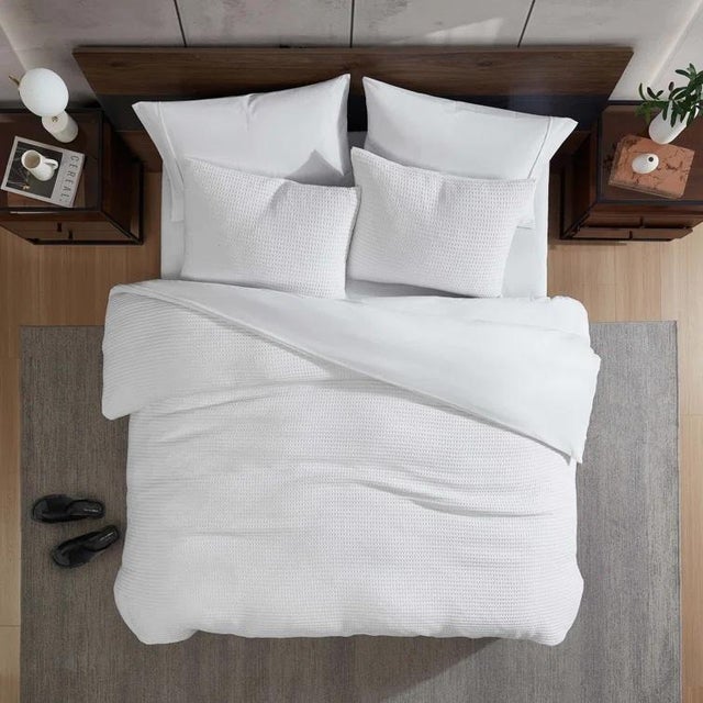 Kenneth Cole Solid Waffle Duvet Cover Set