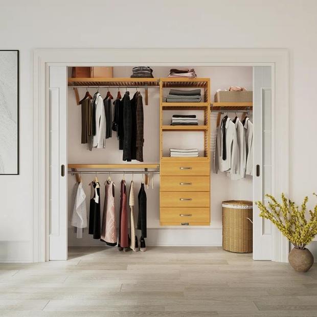 John Louis Home Solid Wood Reach-In Closet System with 4-Drawers 