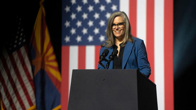 Arizona Gov. Katie Hobbs gives a speech at the Tempe Center for the Arts on Sep. 28, 2023 in Tempe, Arizona. 