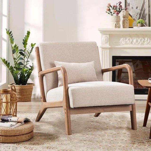 Hertford Upholstered Linen Blend Accent Chair 