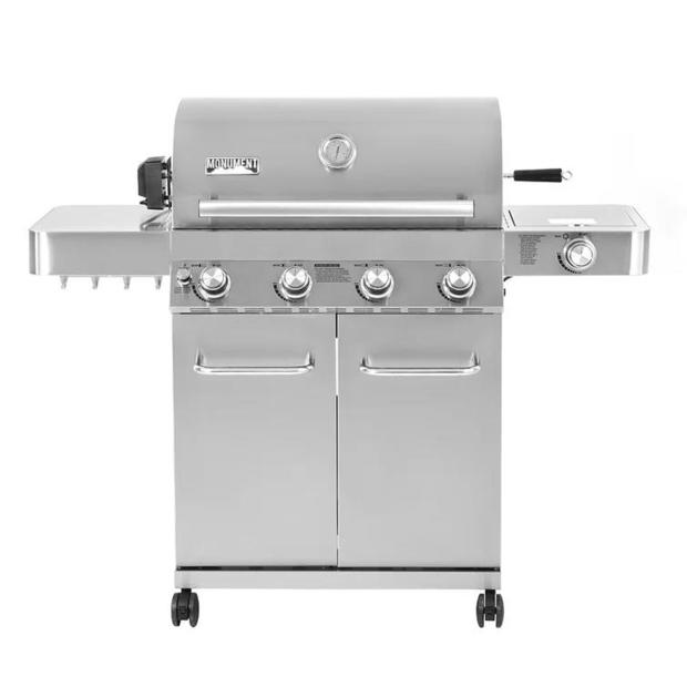Monument Grills 4-Burner Propane Gas Grill with Rotisserie Kit 