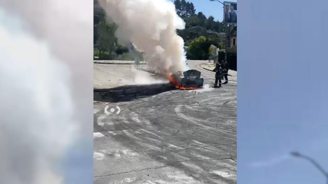 Car on Fire Oakland Sideshow 