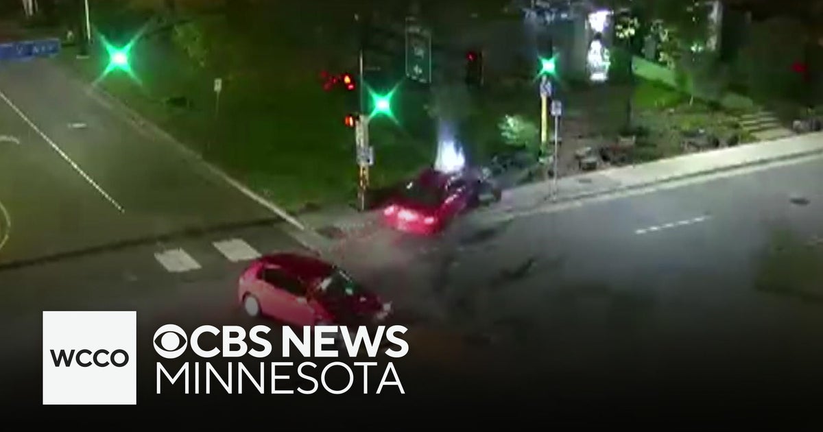 Video shows car narrowly missing pedestrian in Minneapolis crash - CBS ...