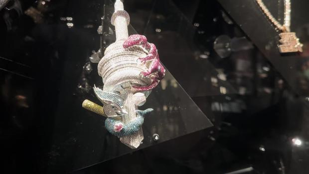 A Toronto-inspired piece designed for Drake on display for "Ice Cold: An Exhibition of Hip-Hop Jewelry" at the American Museum of Natural History 