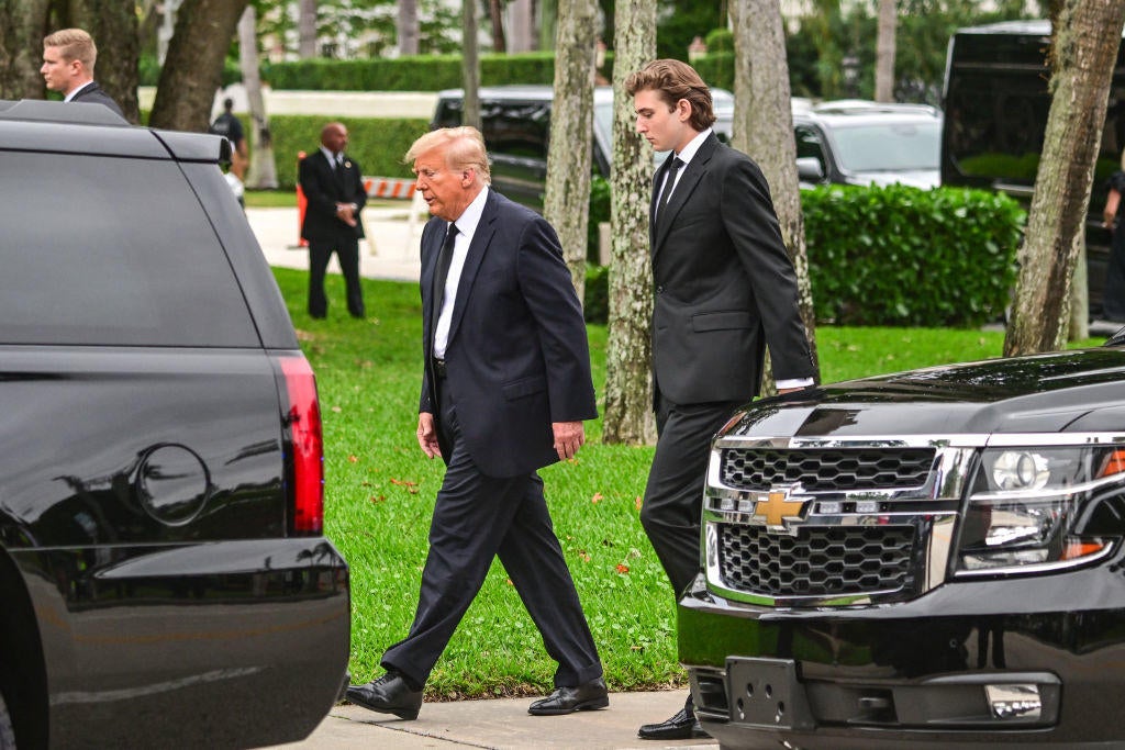 Former President Donald Trump and his son Barron Trump 