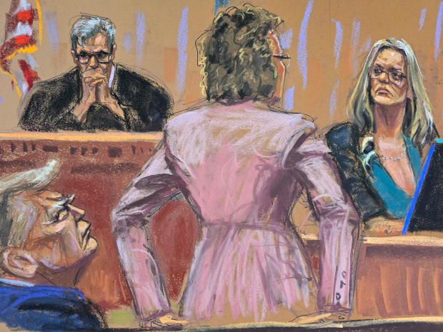 Court sketch of Stormy Daniels testifying 