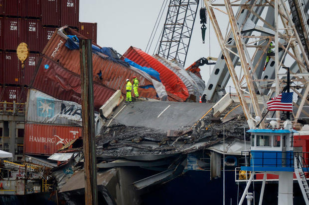 Crews Continue To Work To Reopen Shipping Lane At The Site Of The Francis Scott Key Bridge Collapse In Baltimore 