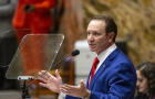 Gov. Jeff Landry speaks during the start of the special session in the House Chamber on Monday, Jan. 15, 2024, in Baton Rouge, Louisiana. 