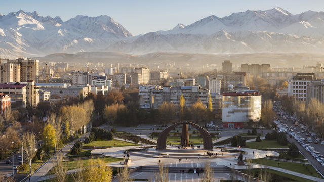 Victory Square near Kyrgyz Range, Bishkek, Frunze, Kyrgyzstan 