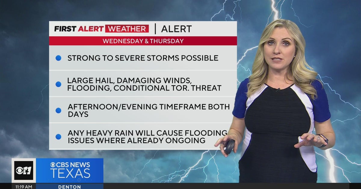 Severe storms likely later in the day Wednesday & Thursday - CBS Texas