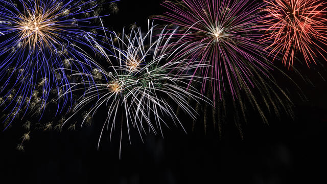 Colorful Fireworks Display Against the Night Sky 