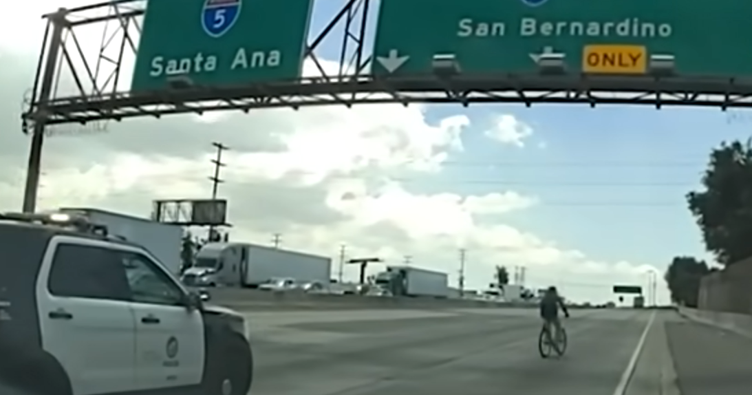 LAPD chase attempted murder suspect riding bicycle on freeway - CBS Los ...