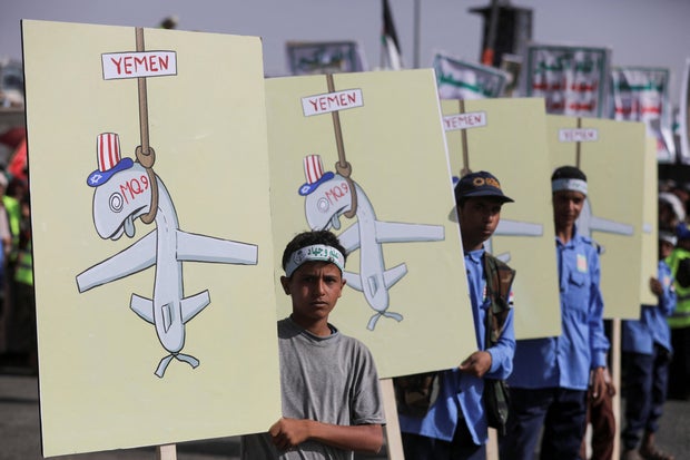 Protesters demonstrate in solidarity with Palestinians in Gaza, in Sanaa