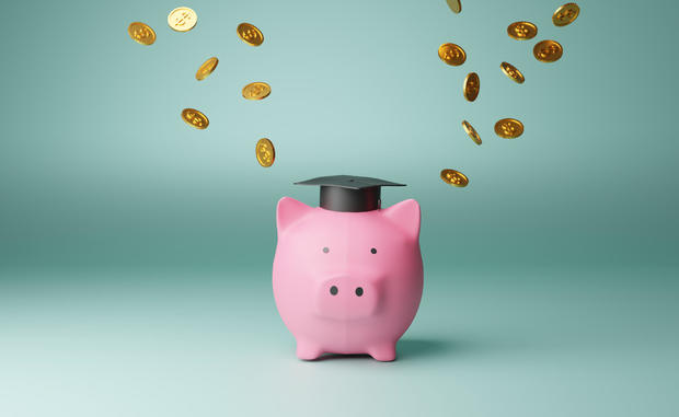 Student loan and piggy bank concept 