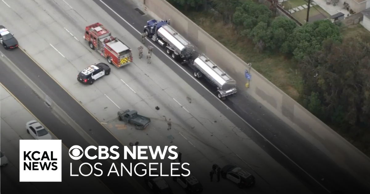 Stolen car pursuit ends as suspect crashes into gasoline tanker on 110 ...