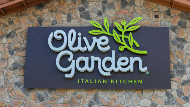 The Olive Garden logo is seen at the restaurant near 