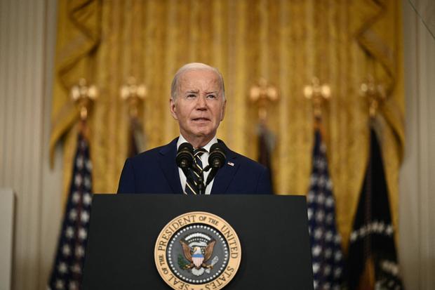 President Biden speaks in the East Room of the White House in Washington, D.C., on June 4, 2024. 