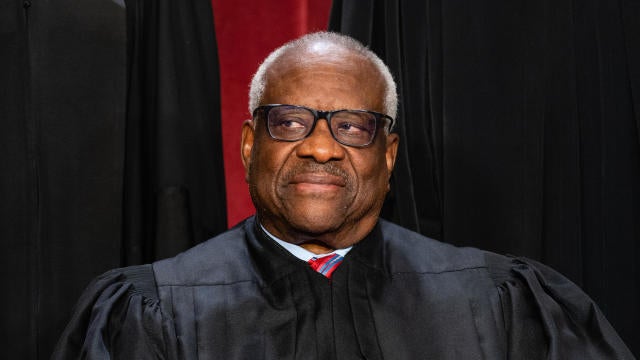 Justice Clarence Thomas is seen during the Supreme Court's formal group photograph in Washington, Oct. 7, 2022. 