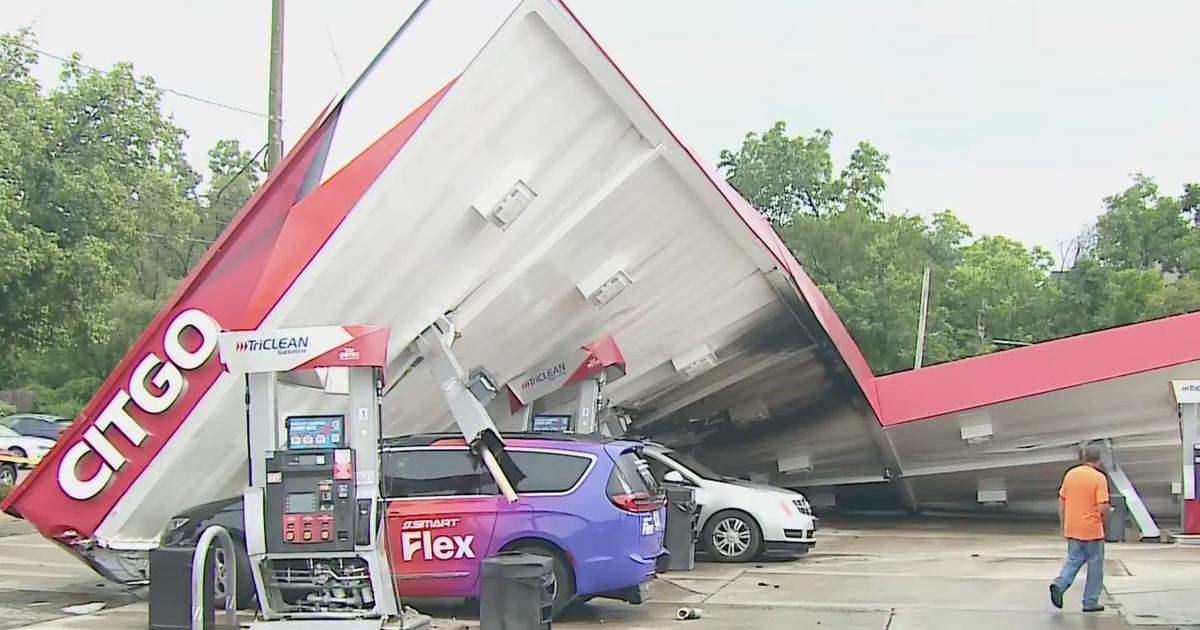 Severe weather in Southeast Michigan damages gas station, causes fire