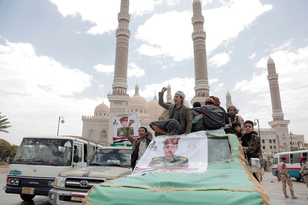 Funeral procession of people killed in recent US and UK attacks in Yemen