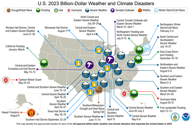 2023 Billion Dollar Disaster Map