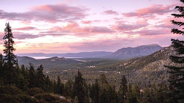 Scenic view of landscape against sky during sunset,South Lake Tahoe,California,United States,USA 