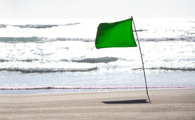 Green flag on beach 