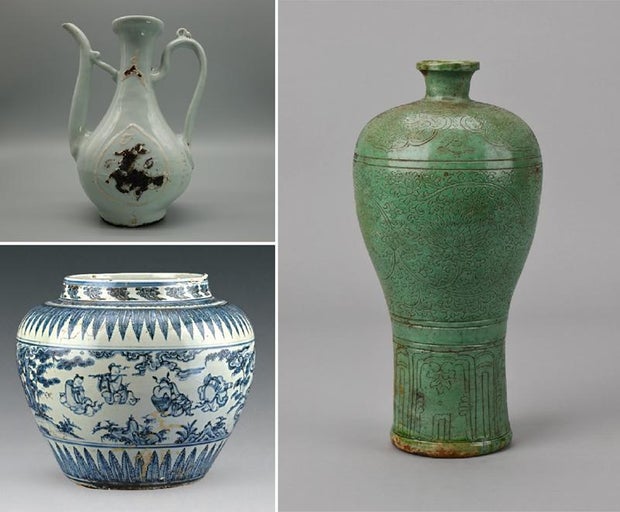 南海西北陆坡一号、二号沉船遗址提取文物900余件(套)(2)