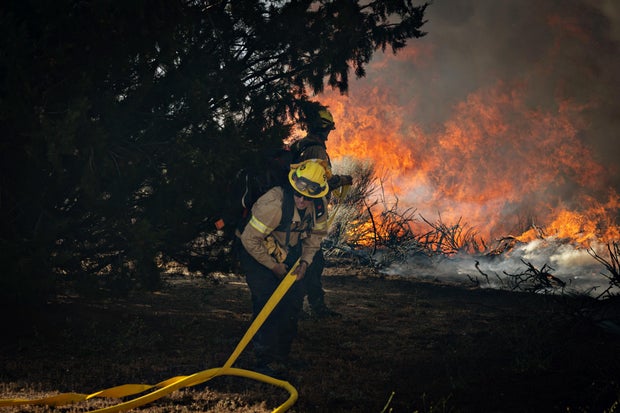 A large wildfire broke out in Gorman in northern Los Angeles County