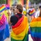 Group of people celebrating the pride month on a pride event 