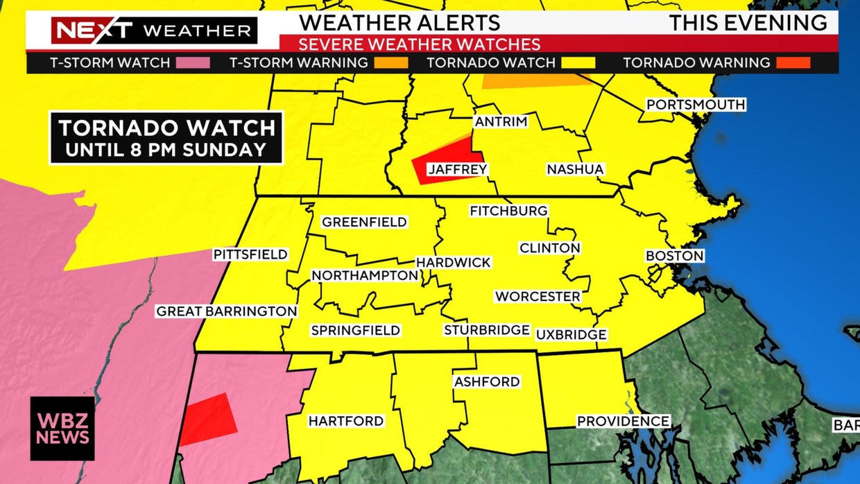 Tornado watch issued for parts of Massachusetts, New Hampshire - CBS Boston
