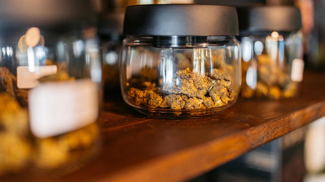 Herbal Cannabis In A Jar In A Cannabis Shop In Thailand 