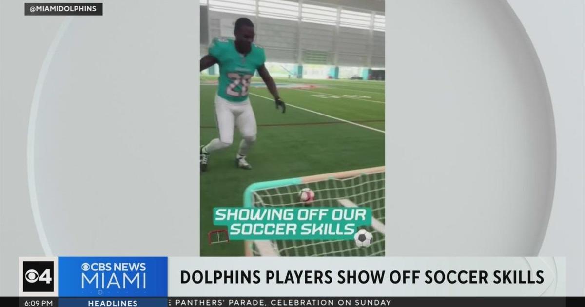 Miami Dolphins players show off soccer skills for Copa America