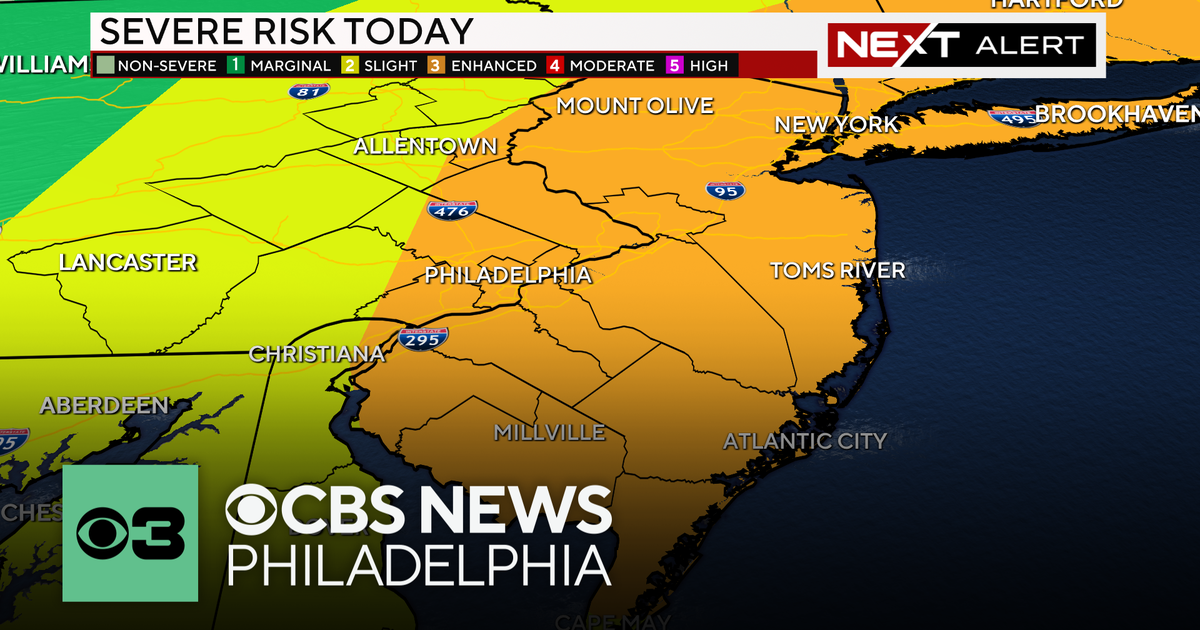 Philadelphia region, New Jersey under "enhanced" risk for severe weather Sunday - CBS Philadelphia