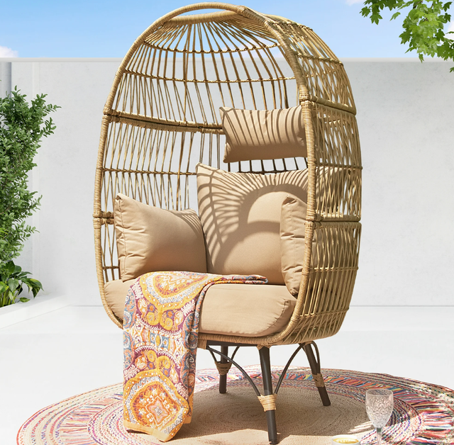 Nicesoul Boho stationary wicker yellow egg chair 