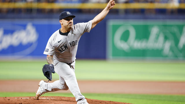 Nestor Cortes #65 of the New York Yankees throws a pitch during the first inning against the Tampa Bay Rays at Tropicana Field on July 11, 2024 in St Petersburg, Florida. 
