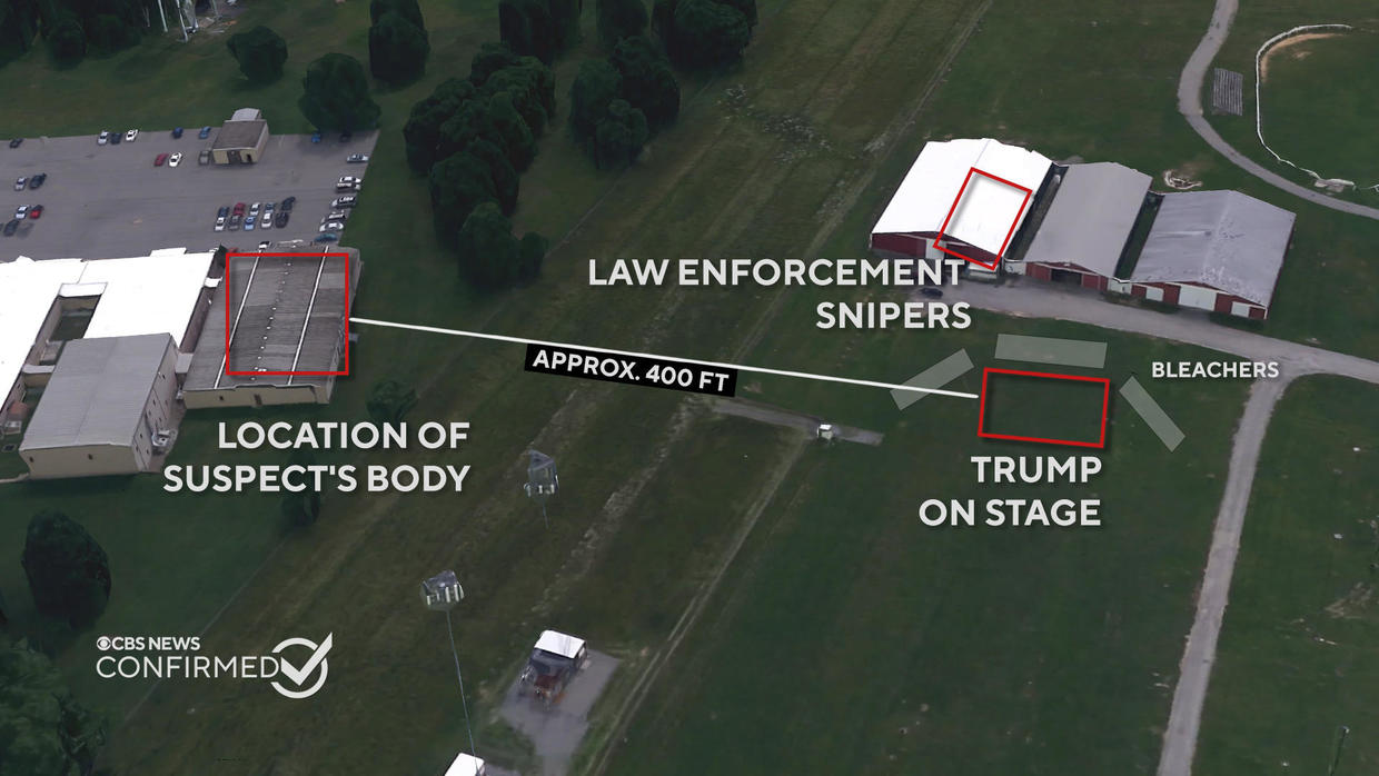 Maps show location of Trump, gunman, law enforcement snipers at