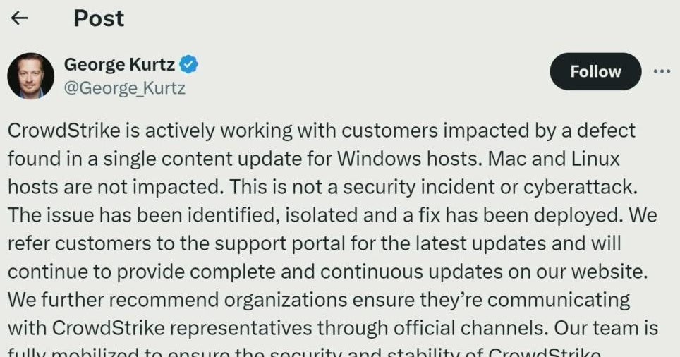 Problem that caused global Microsoft outage identified, a fix has been deployed Problem that caused global Microsoft outage identified, a fix has been deployed