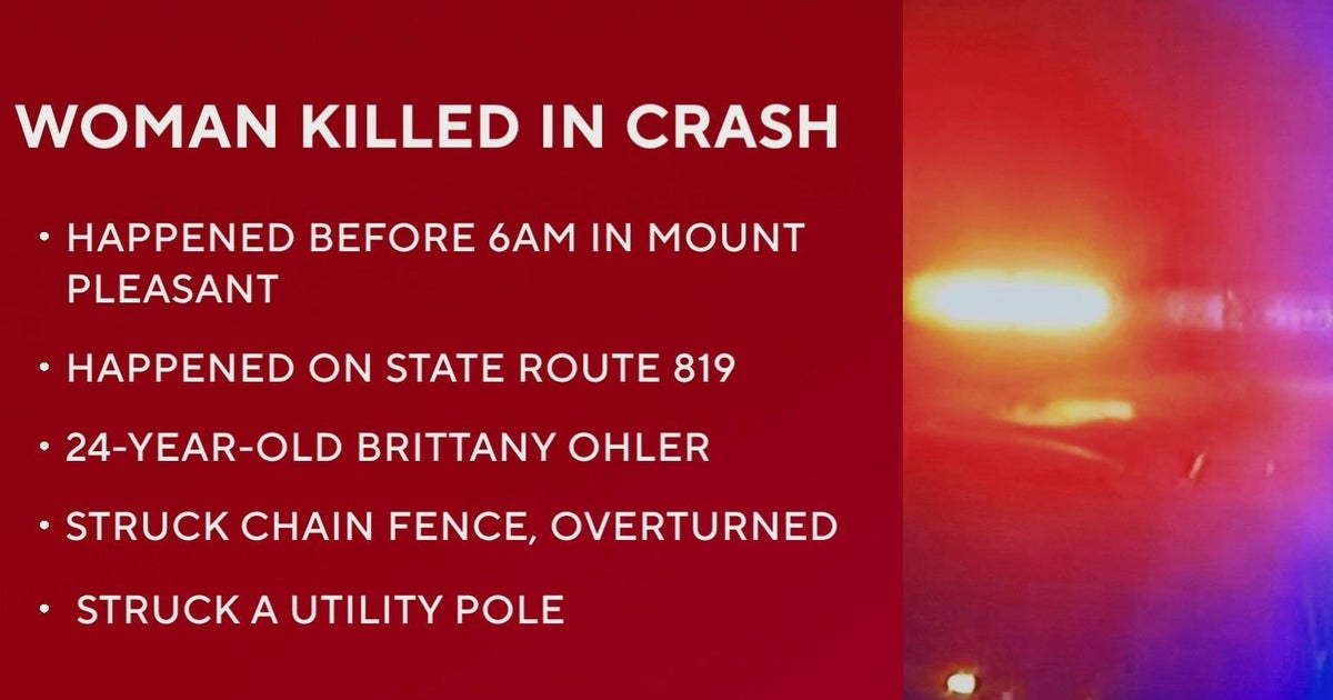 1 woman killed after crash in Westmoreland County - CBS Pittsburgh