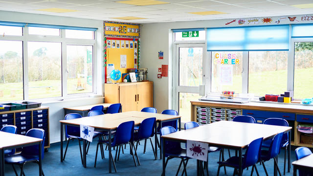 Empty primary school classroom 
