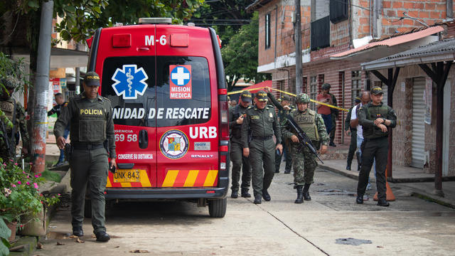 Colombia's Police and Army at Aftermath of Grenade Attack in Jamundi, Colombia 