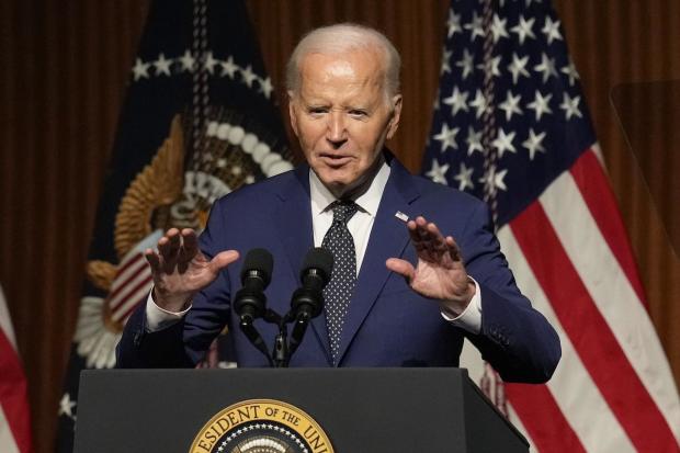 President Biden speaks at an event commemorating the 60th anniversary of the Civil Rights Act on Monday, July 29, 2024, at the LBJ Presidential Library in Austin, Texas. 